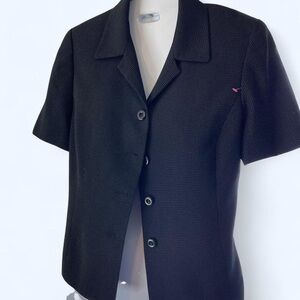 Black short sleeve blazer with shoulder pads #blazer unbranded petite approx S